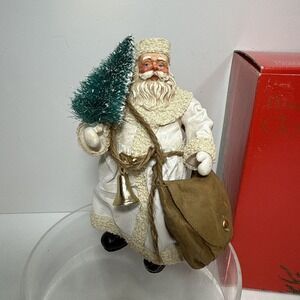 Clothtique Possible Dreams Santa White and Gold Christmas Figure/Ornament 5-1/2"